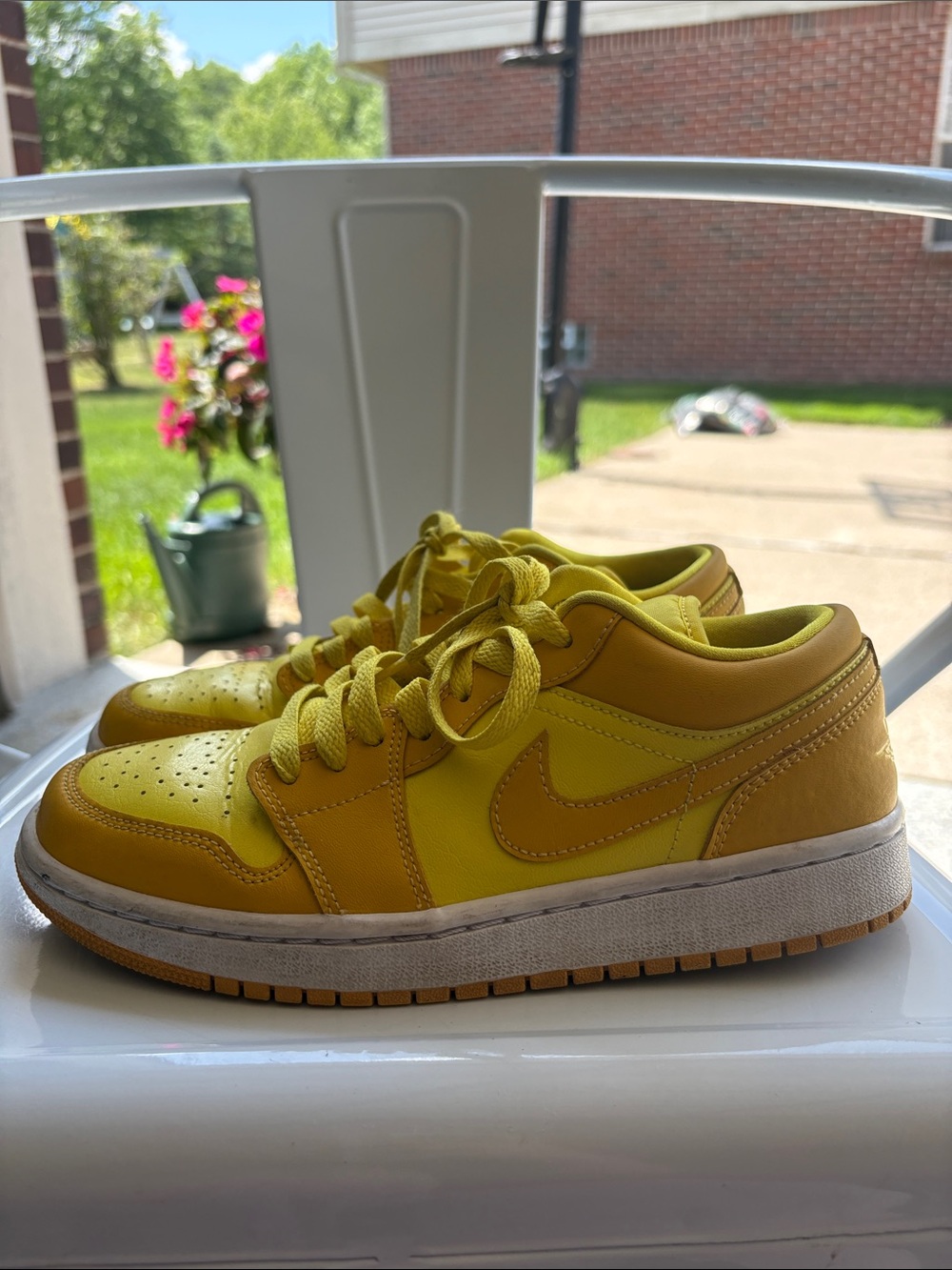 Nike Women Yellow Low-Top Sneakers with Lace-Up Closure Air Jordans